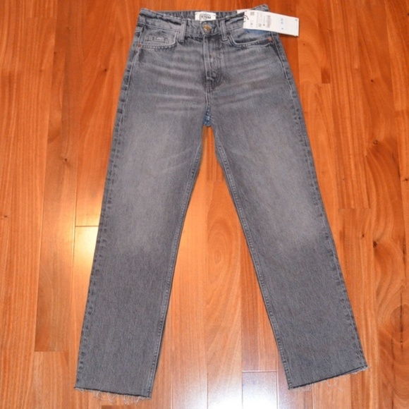 Zara Denim - Zara TRF straight leg high rise raw hem ankle jean